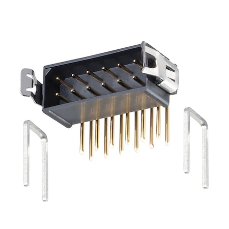 Harwin Board Connector, 12 Contact(S), 2 Row(S), Male, Right Angle, 0.079 Inch Pitch, Solder Terminal, M80-8661205